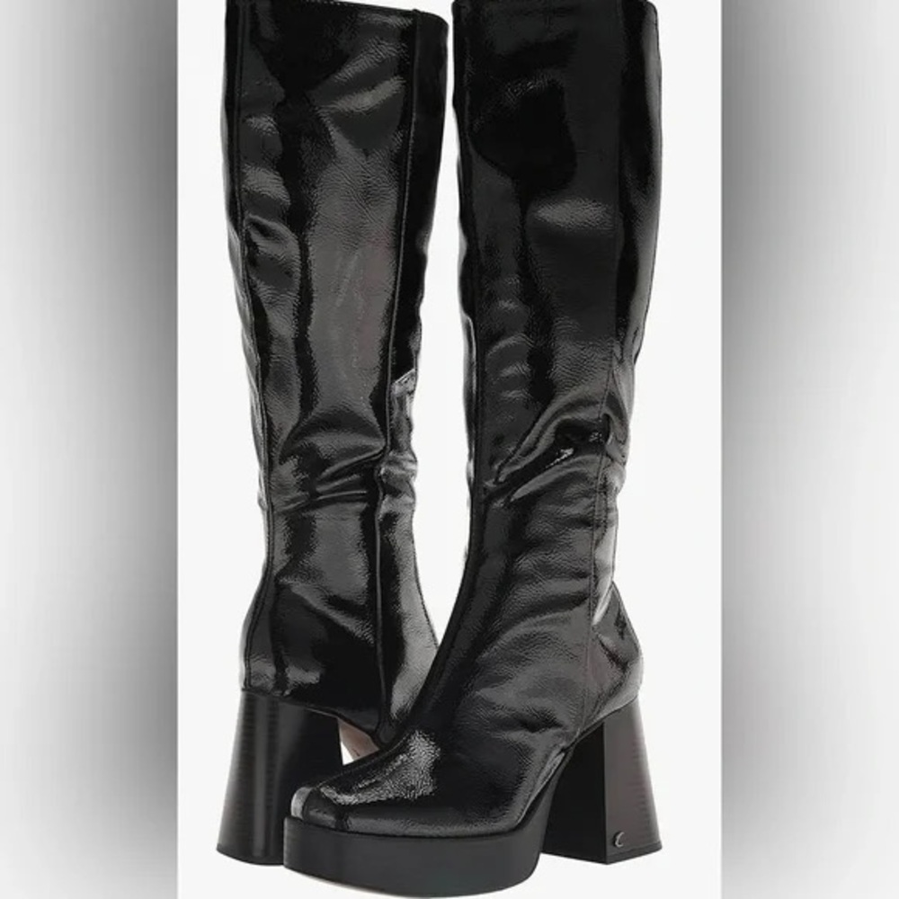 Circus by Sam Edelman Sandy Black Patent Leather Platform Knee-High Boots